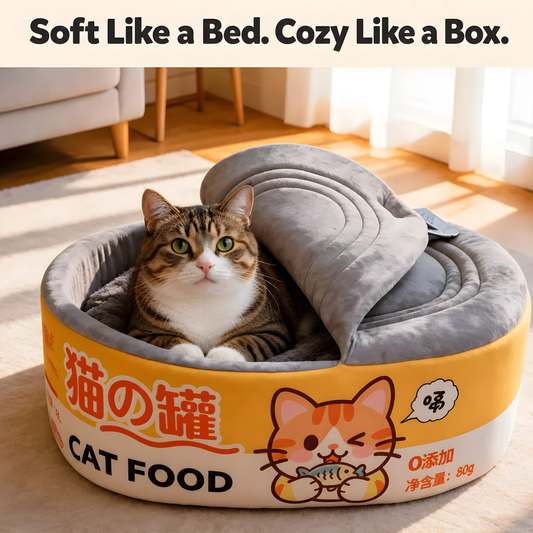 The Cat Food Can Bed With a Fold-Over Lid